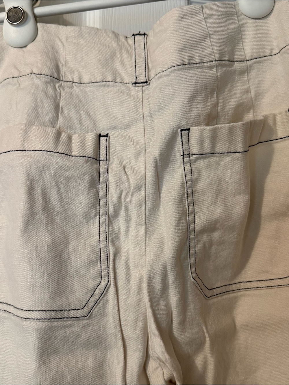 Maeve The Collette Cream Pants with Dark Contrast Stitching - Picture 7 of 9